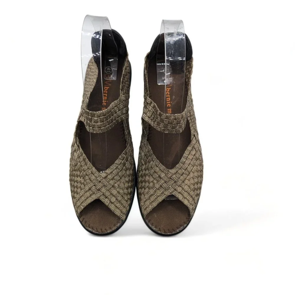 Bernie Mev. Lulia Bronze Beige Women's Handwoven Casual Wedge Shoes sz 41 US 10M